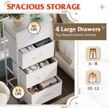 WLIVE Dresser with 4 Drawers, Storage Tower, Organizer Unit, Fabric Dresser for Bedroom, Hallway, Entryway, Closets, Sturdy Steel Frame, Wood Top, Easy Pull Handle, White WLIVE