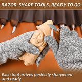 IMYMEE Deluxe Wood Carving Kit - 21Pcs Wood Carving Tools with Large Leather Case,Wood Carving Tools Set with 8Pcs Whittling Knives, 8Pcs Detail Carving Knives,Wood Whittling Kit for Beginners IMYMEE