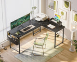 Casaottima L Shaped Computer Desk with Storage Bag, 57.5 Inch Reversible Gaming Desk, Home Office Corner Desk with Monitor Shelf, Space-Saving Writing Workstation Desk, Easy to Assemble, Black Casaottima