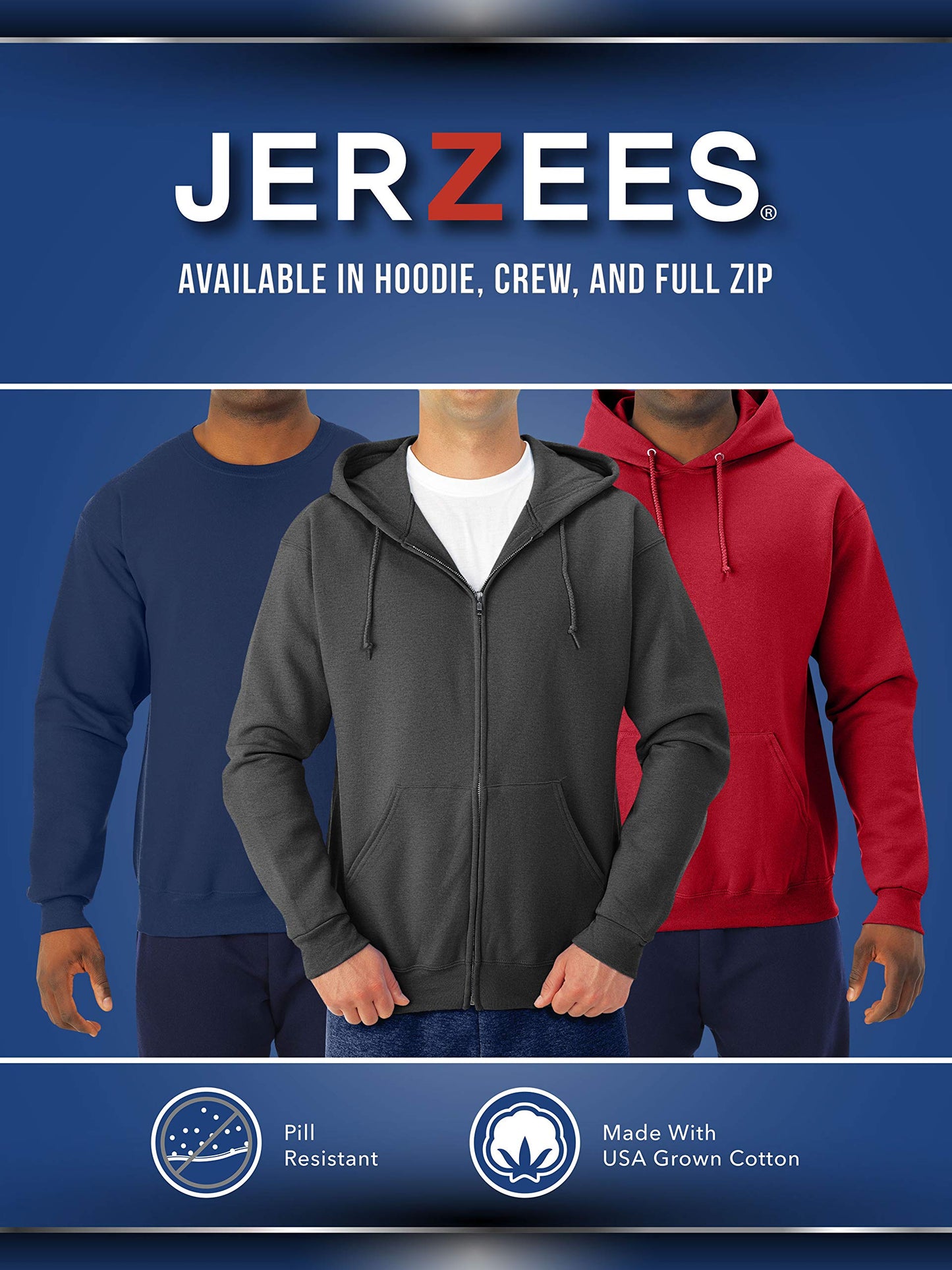 Jerzees Men's NuBlend -Fleece -Sweatshirts & - -Hoodies, Hoodie-White, X-Large