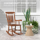 Outsunny Outdoor Wood Rocking Chair, 350 lbs. Porch Rocker with High Back for Garden, Patio, Balcony, Teak Outsunny