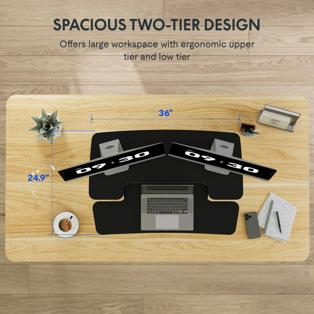 FLEXISPOT 36-inch Standing Desk Converter Height Adjustable Sit to Stand Up Workstation, Dual Monitor and Laptop Riser with Wide Keyboard Tray, Black FLEXISPOT