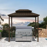 PURPLE LEAF 6' X 8' Hardtop Grill Gazebo for Patio Permanent Metal Roof with 2 Side Shelves Deck Yard Tent Aluminum Garden Outside Sun Shade Outdoor BBQ Canopy PURPLE LEAF