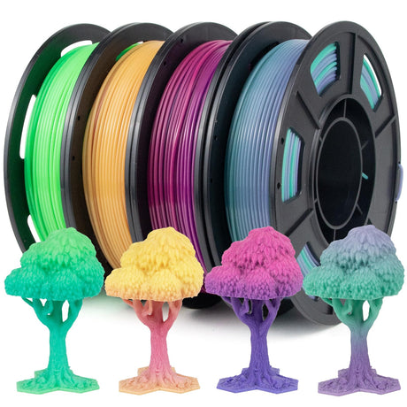 IEMAI PETG Filament 1.75mm Bundle, Translucent Multicolor Color Gradient, High-Speed 3D Printer Filament Up to 600mm/s Printing, 250g × 4 Spools for Artistic Creations & Home Decor IEMAI