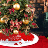 Christmas Tree Skirt Red Xmas Tree Ornaments for White Soft Plush Christmas Tree Mat with Snowy Pattern for Decorations Holiday Party 48 inches AGAXOZW