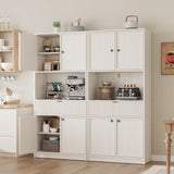 GarveeHome Kitchen Pantry Cabinet, 70" Tall Pantry Storage Cabinet with Countertop, Fluted Tall Cabinets with Doors and Drawer, Freestanding Cupboard for Dining Room, Living Room, Antique White GarveeHome