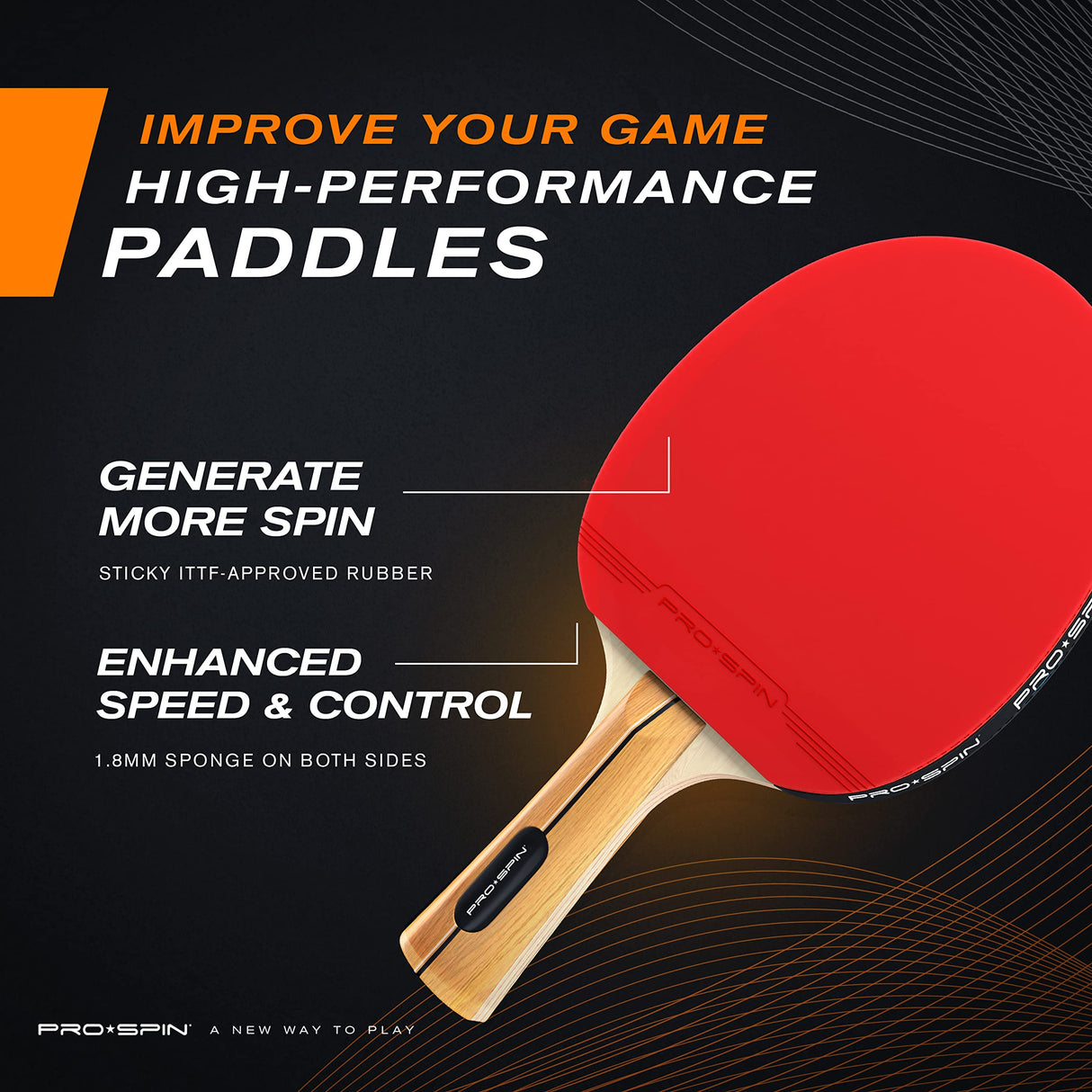 PRO SPIN Ping Pong Paddles - High-Performance Set with Premium Table Tennis Rackets, 3-Star Ping Pong Balls, Compact Storage Case | Professional Quality Ping Pong Paddle Set (4-Player Set) PRO SPIN