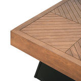 Christopher Knight Home Sami Mid Century Modern Coffee Table for Living Room Furniture/Apartment, Square Side Table with Wood Grain Top, Wooden End Table with Sturdy Pedestal Base, Black + Brown Christopher Knight Home