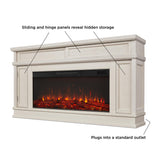 Real Flame Torrey 60” Electric Fireplace TV Stand for TVs up to 60 inches, Entertainment Center with Adjustable Shelves and Hidden Storage, TV Stand for Living Room and Bedroom, Bone White Real Flame