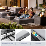 BULEXYARD 11 Piece Large High Back Outdoor Patio Furniture Sets with Firepit and Loungers, Cozy Extra Deep Wide Seating Sectional Conversation Couch Backyard Sitting Sets, Grey Wicker & Gray Cushion BULEXYARD