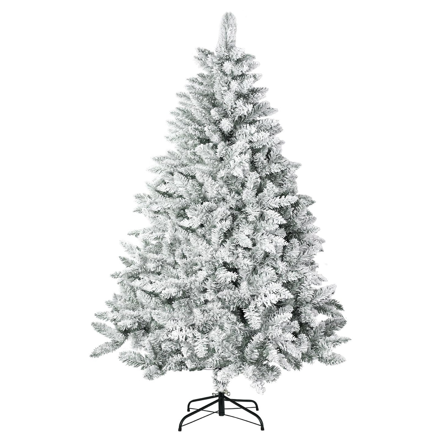 Incbruce 7ft Artificial Christmas Tree, Xmas Tree with 1,000 Branch Tips, Flocked Christmas Tree with Metal Stable Stand Base for Indoor and Outdoor Holiday Decoration(White)