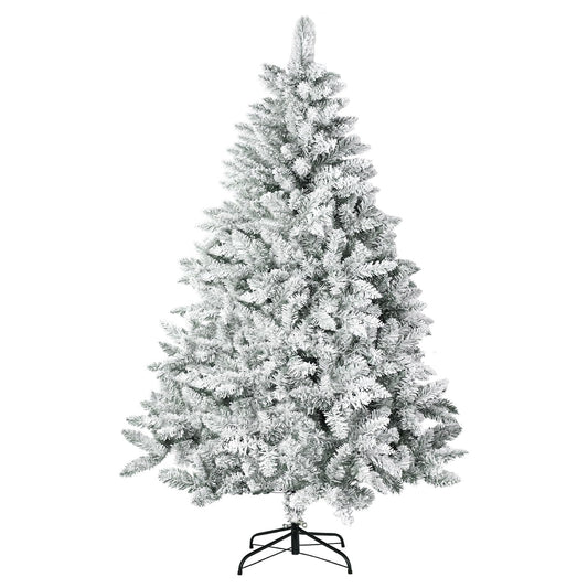 Incbruce 7ft Artificial Christmas Tree, Xmas Tree with 1,000 Branch Tips, Flocked Christmas Tree with Metal Stable Stand Base for Indoor and Outdoor Holiday Decoration(White)