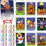 Blosssound 10 Set Halloween Pre Printed Canvas Pre Drawn Canvas Painting with Easel Kits 5" x 7" Outline Painting Panels for Beginners, DIY Craft Project, Party Favor, Home Decors Blosssound