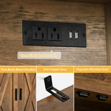 DWVO 67.3" Farmhouse Kitchen Pantry, Storage Cabinet Baker Rack with Power Outlet, Freestanding Hutch with Barn Door & Drawer, Buffet Sideboard with Microwave Stand for Dining Room, Rustic Brown DWVO