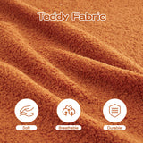 KEIKI 83" L-Shaped Teddy Modular Sectional Loveseat Sofa with 1 Ottoman & High-Density Foam Cushions & Curved Armrest & 2 Pillows, Streamlined Design Boneless 2-Seater Couch, for Living Room, Orange KEIKI