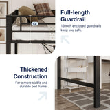 Allewie Black Twin Size Metal Loft Bed Frame with Stairs & Guardrails - Space-Saving Design, No Box Spring Needed Allewie