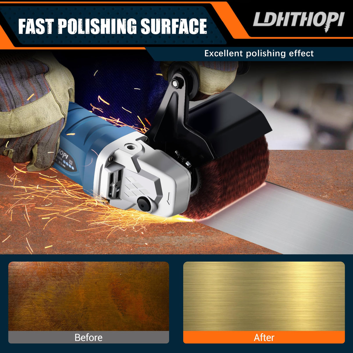 LDHTHOPI 1800W Burnishing Polishing Machine, 110V Handheld Electric Stainless Steel Polisher, 8 Variable Speed, 3100RPM for Metal, Stainless Steel, Wood LDHTHOPI