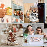 UV DTF Cup Wraps Transfer - 8 Sheets Coffee UV DTF Transfer Sticker for 16 OZ Glass, Coffee Dessert Love Icecream Bread Design, Ready to Press, Waterproof DIY Crafts CRASHOT