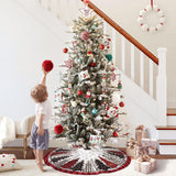 DISENB Christmas Tree Skirt 48 Inch, Red and Black Buffalo Plaid Xmas Tree Skirt, Winter Christmas Tree Mat for Home Party Holiday Indoor Outdoor Decorations DISENB