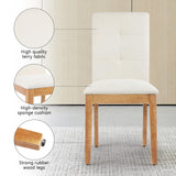 DAGONHIL Dining Chairs Set of 4, Modern Upholstered Fabric Dining Room Chairs, Armless Kitchen Chairs with Wood Legs and Padded Seat for Living Room, Bedroom, Kitchen (Beige) DAGONHIL