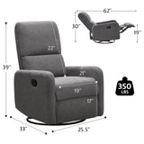 Jocisland Swivel Rocking Chair, Nursery Glider Recliner Chairs for Adults, Rocker for Living Room Bedroom, Comfy Upholstered Modern Nursing Reclining Single Sofa, Grey Teddy Jocisland