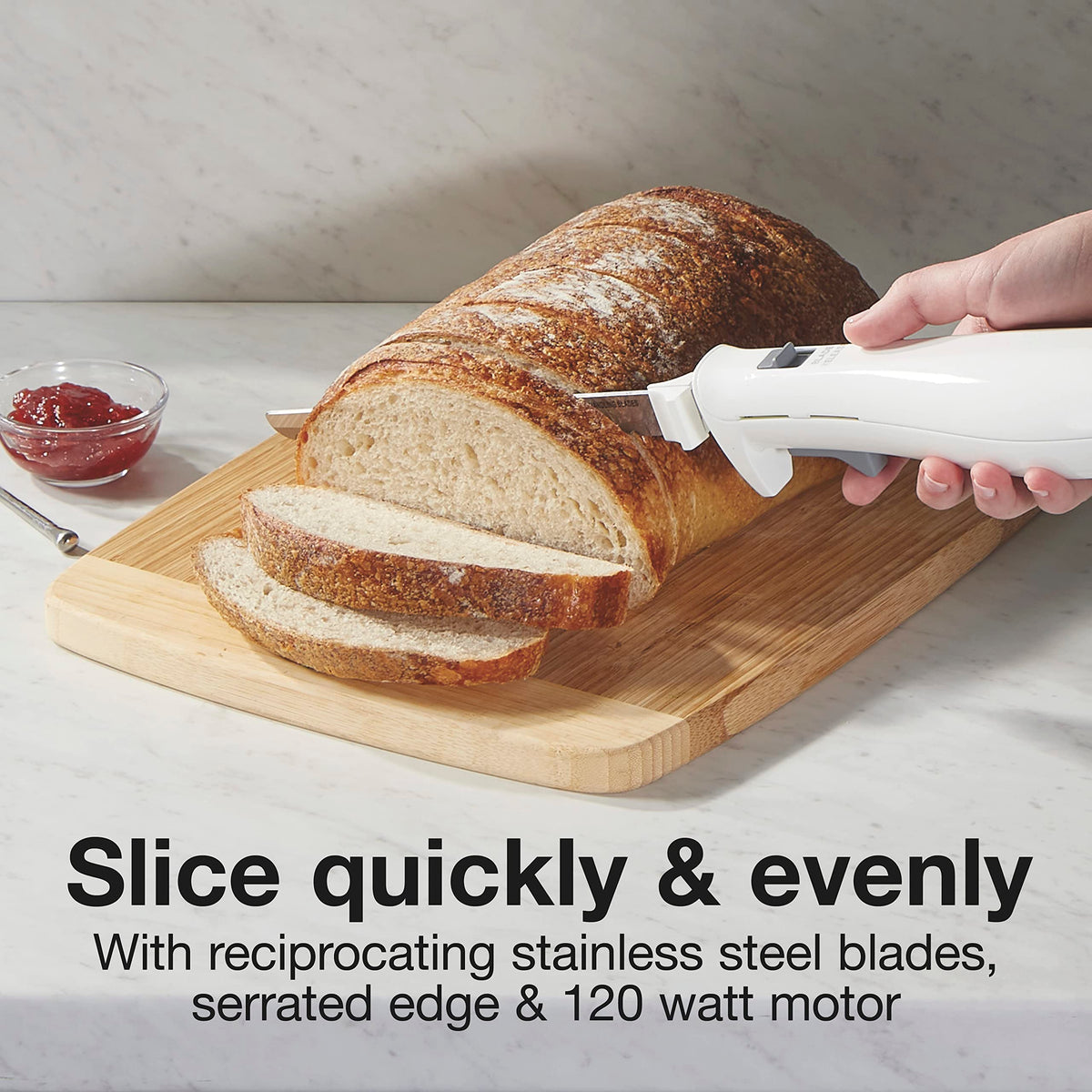 Proctor Silex Easy Slice Electric Knife for Meat Slicing, Poultry, Bread, Crafting Foam and More, Lightweight with Contoured Grip, White, (74312) Proctor Silex