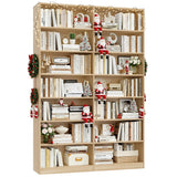 FACBOTALL 83.6" Tall Bookshelf and Bookcase, 7-Tier Extra Large Bookshelf with Double Storage, 14 Open Display Shelves for Home Office, Study and Living Room, Light Oak FACBOTALL