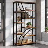 Tribesigns 70.87'' Tall Bookshelf Set of 2, 9-Tier Industrial Etagere Bookcase, Large Geometric Bookshelves with Open Shelf, Wood & Metal Freestanding Display Shelf for Living Room, Brown & Black Tribesigns