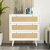 Anmytek Dresser for Bedroom with 3 Drawers, Modern Wood 3 Drawer Dresser, White Chest of Drawer with Spacious Storage Rattan Dresser for Bedroom Living Room H0072 Anmytek