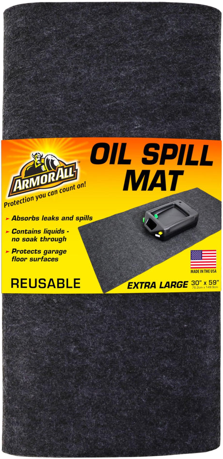 Armor All Premium Oil Spill Mat, Garage Floor Maintenance Mat (30" x 59"), Absorbent Oil Pad, Reusable, Washable, Durable, Waterproof Backing Contains Liquids, Protects Surface (USA Made) Drymate