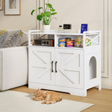 OtterOasis Cat Litter Box Enclosure, Ultra-Large Hidden Litter Box Furniture with Top Opening, Anti-Tipping Fence and 2 Open Drawers, Litter Box Cabinet End Table, White OtterOasis