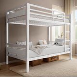 nesture. Bunk Bed Twin Over Twin, Heavy Duty Metal Bunkbeds with Ladder and Full-Length Guardrail, Space-Saving Steel Bed for Kids & Adults, No Box Spring Required, White nesture.