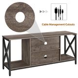 Yaheetech TV Stand for 65 Inch TV, 55'' Wide Entertainment Center TV Console with Open Storage Shelves for Living Room, TV Table for Home with Metal Support, Taupe Wood Yaheetech