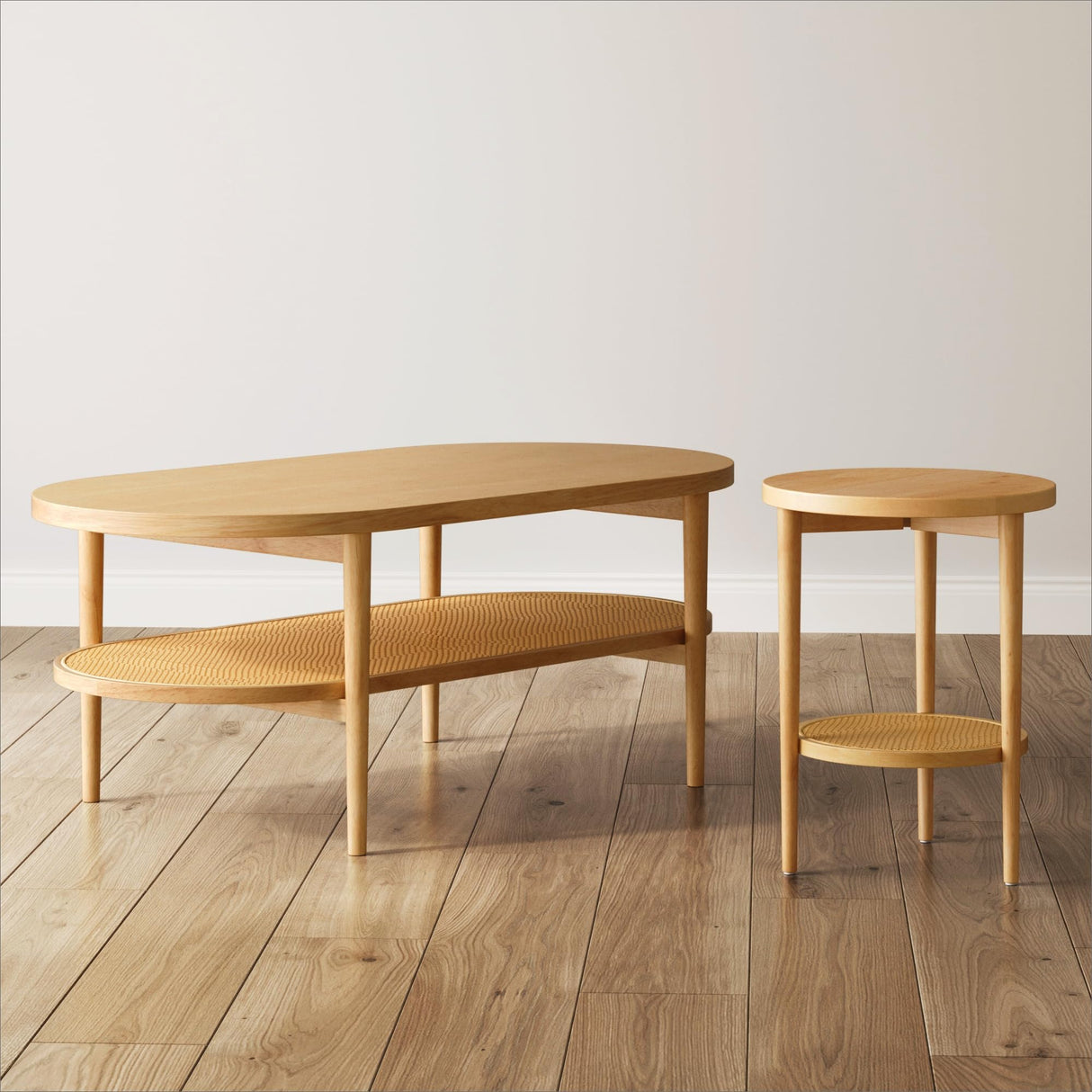 Nathan James Sonia Round Modern Side Accent or End Living Bedroom and Nursery Room, 1 Table, Light Brown Wood Nathan James