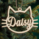 Personalized Cat Face Wood Ornament, Wooden Christmas Ornament souleather