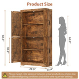 Jocoevol Pantry Cabinet, 68'' Kitchen Pantry Storage Cabinet with 4 Doors and Adjustable Shelves, Farmhouse Tall Food Large Wood Pantry Storage Furniture for Kitchen Dining Room, Brown Jocoevol