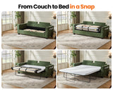 CHIC HOUSE 2-in-1 Pull-Out Sofa Bed, Convertible Chenille Sofa with 20W Fast Charging, LED Light, Foam Couch Layered Cushion Trim, Full/Queen RV Sleeper Sofa, Living Room, Apartment Small Space CHIC HOUSE