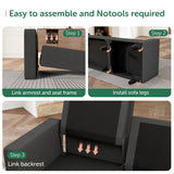 HONBAY Convertible Sectional Sofa, L Shaped Couch with Reversible Chaise for Small Space, Black HONBAY