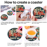 Mrnsiet 8 Pcs Car Diamond Art Coasters Kits for Adults, Highway Landscape Diamond Painting Coaster with Holder, Non Slip Hardwood Bases Coaster Set Gift for Beginners 4x4 Inch Mrnsiet