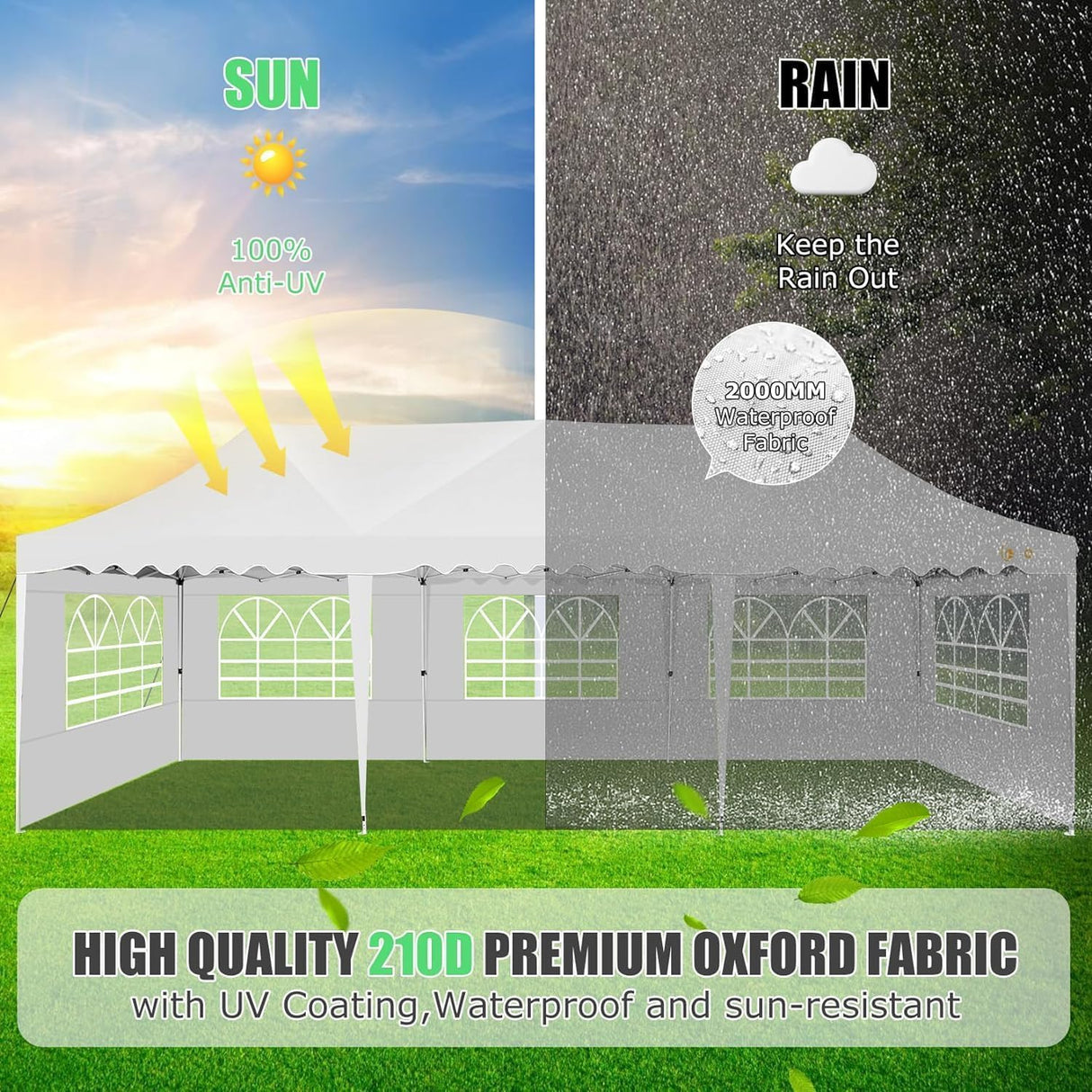 HOTEEL 10x30 Canopy Tent with Walls Party Tent 10x30 Pop Up Canopy Event Tent 10x30 UPF 50+ Windproof Waterproof Wedding Tents for Parties Gazebo Canopy with Roller Bag & 4 Weights Bags,White Hoteel