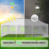 HOTEEL 10x30 Canopy Tent with Walls Party Tent 10x30 Pop Up Canopy Event Tent 10x30 UPF 50+ Windproof Waterproof Wedding Tents for Parties Gazebo Canopy with Roller Bag & 4 Weights Bags,White Hoteel