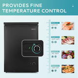 EUHOMY 3.5 Cu.Ft Chest Freezer with Removable Basket, Small Deep Freezer Adjustable 7 Thermostat, Quiet Mini Freezer Free-Standing Top Door, Energy Saving for Apartment/Garage/Basement/Dorm/Home,Black EUHOMY