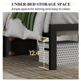 SHA CERLIN Twin Size Platform Bed Frame with Upholstered Headboard, Metal Slats Support, Button Tufted Square Stitched Headboard, Noise Free, No Box Spring Needed, Easy Assembly, Dark Grey SHA CERLIN