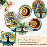 8 PCS Diamond Art Coasters Kits, Tree of Life Diamond Painting Coasters with Holder Set of 8, DIY Diamond Art Painting for Home Decor Birthday Housewarming Gifts 3.9inch Aestalrcus