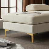 Karl home Convertible Sectional Sofa 110" U-Shape Sofa Couch 4-Seat Couch with Chaise ChenilleFabric Upholstered for Living Room, Apartment, Office, Creamy White Karl home