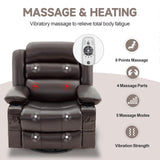 Huatean Home Rocker Recliner Chair with Heat and Massage, 360° Swivel Recliner Chairs for Adults, Oversized Recliner Single Sofa Seat with Cup Holders, Lazy Boy Recliner (Darkbrown, Regular) Huatean Home