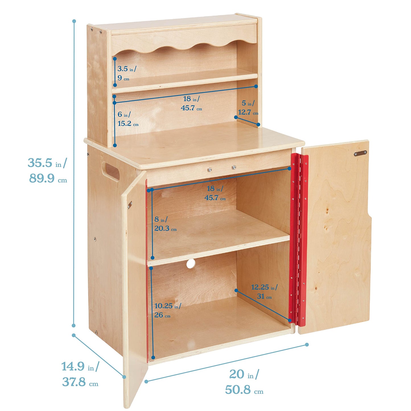 ECR4Kids Play Kitchen Storage Cupboard, Wooden Playset, Natural - WoodArtSupply