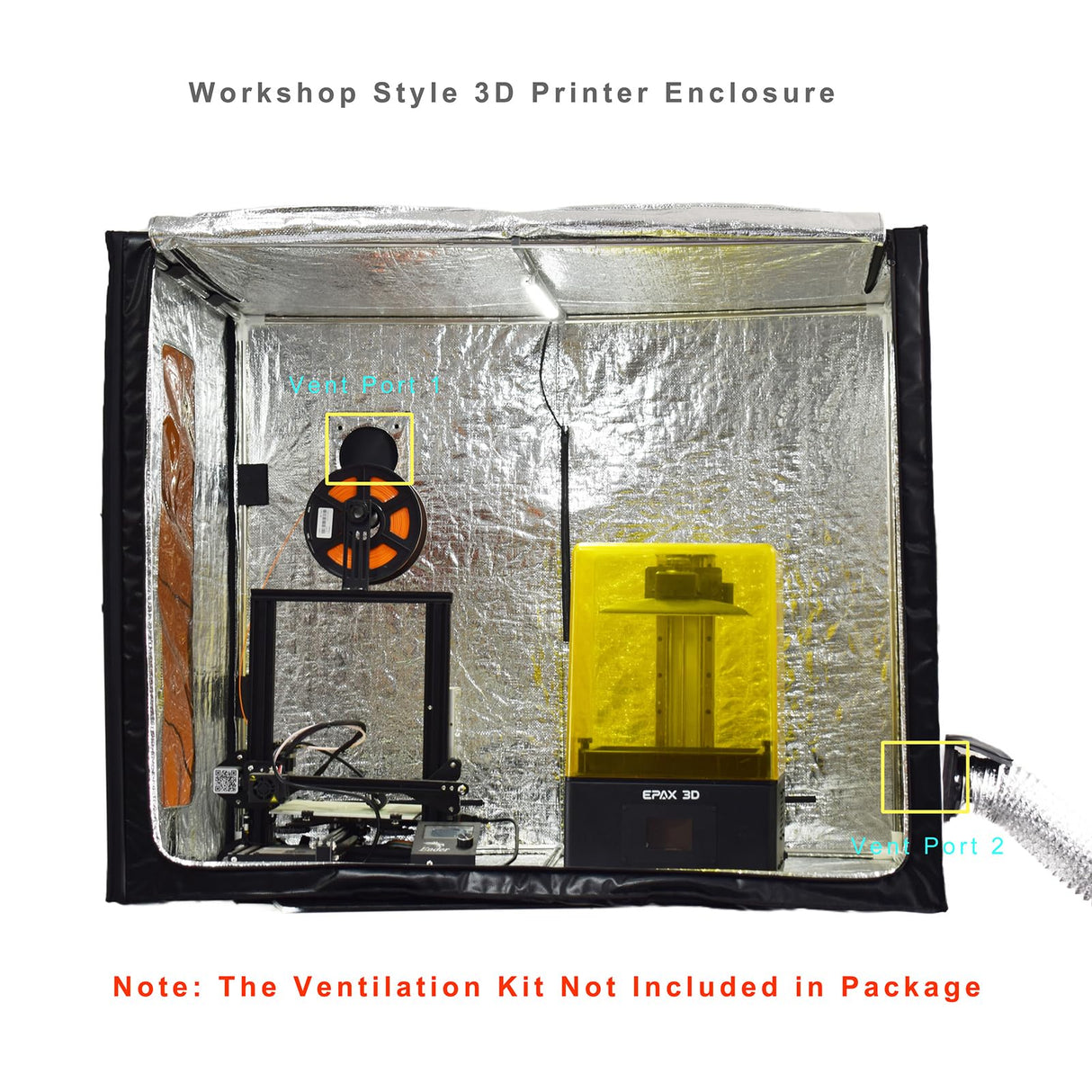 FUNGDO Large 3D Printer Enclosure 800x1200x1000mm with LED Light for Big 3D Printers or as Work Station for 2-4 pcs Small Printer with Port for Ventilation kit FUNGDO