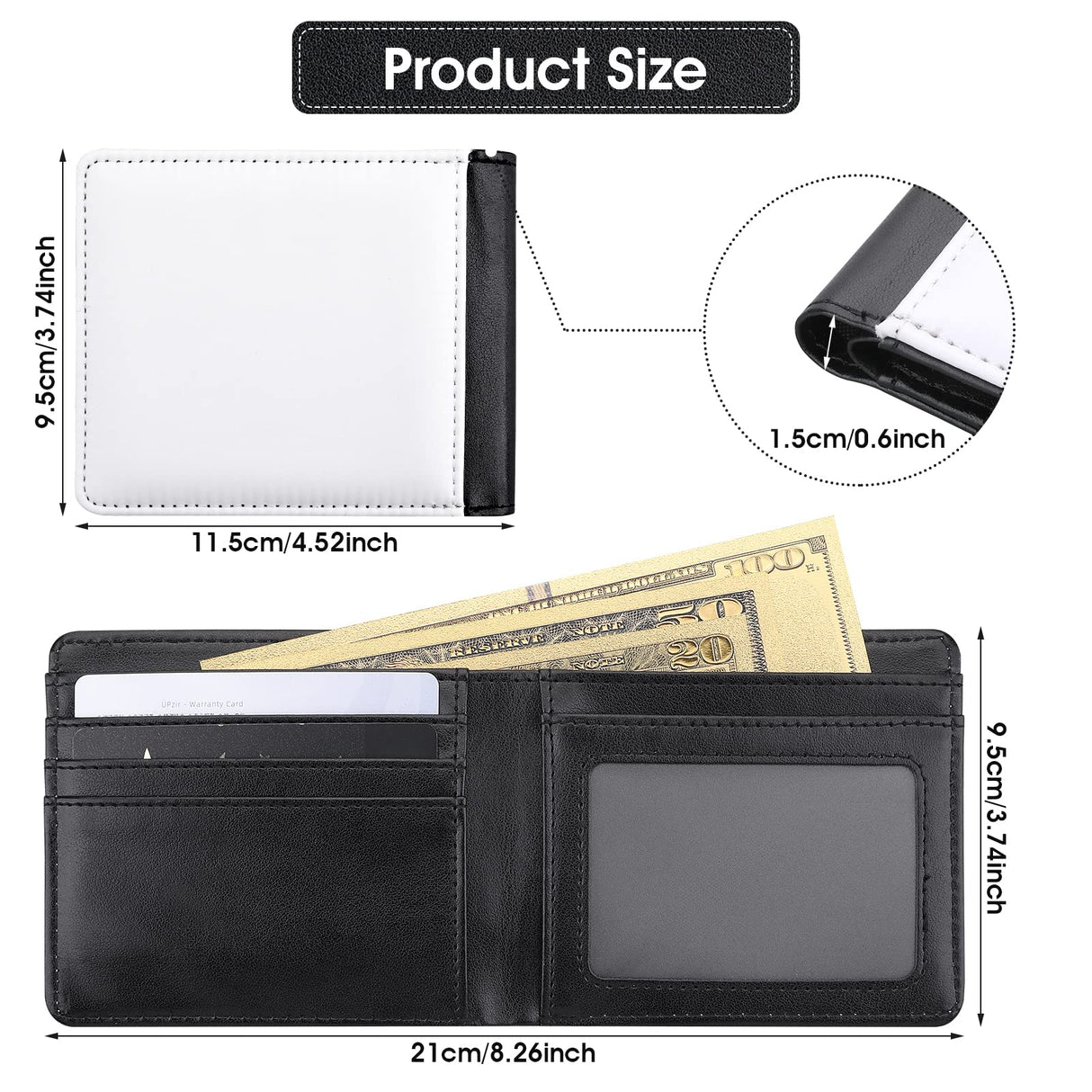Sublimation Wallet Blank Heat Transfer Blank Wallet Multifunctional Wallet Graduation Gifts (1 Pcs Black Double Side) Prasacco