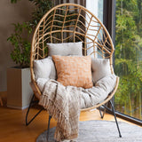 Grand patio Boho Stationary Wicker Egg Chair, Outdoor Wicker Nordic Oversized Egg Chairs with Cushion Backyard Back Porch, Tan Grand patio